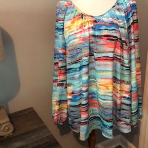 Spense Woman Long Sleeve Water okie Blouse Top 1X